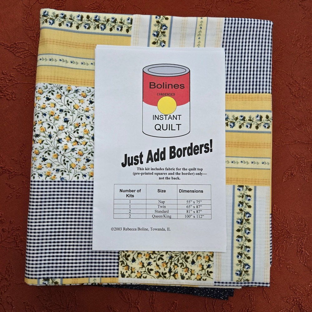 Bolines Instant Quilt Fabric Kit Rebecca Boline Floral Gingham Patchwork 2003